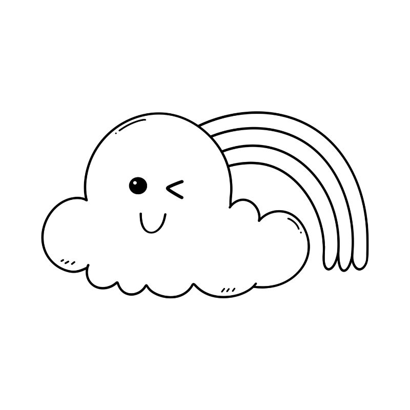 hình ảnh tranh tô màu cầu vồng cho trẻ mầm non