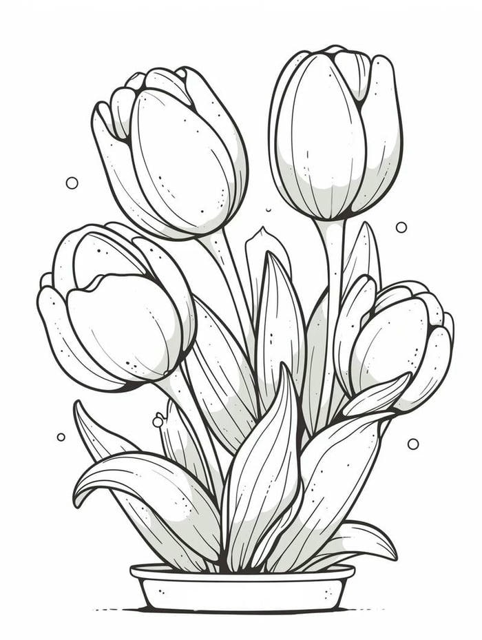 hình ảnh tranh tô màu hoa tulip dễ tô