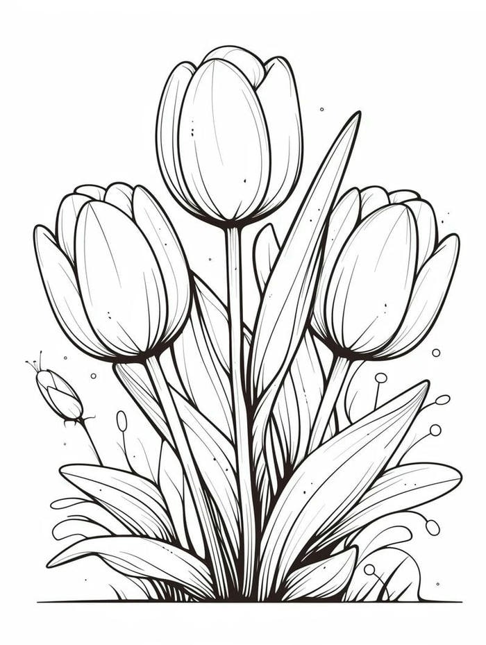 hình ảnh tranh tô màu hoa tulip đẹp xinh nhất