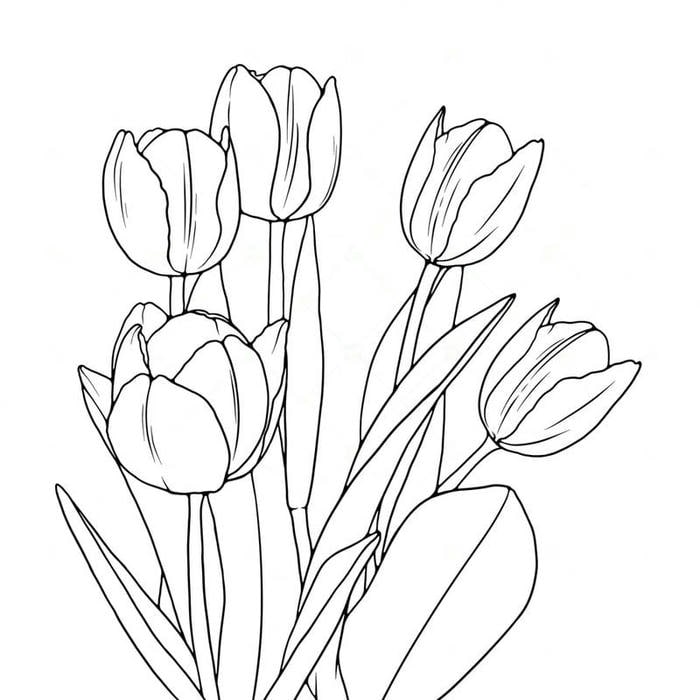 hình ảnh tranh tô màu hoa tulip hd