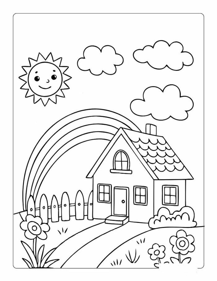 hình tô màu tranh phong cảnh cực đẹp