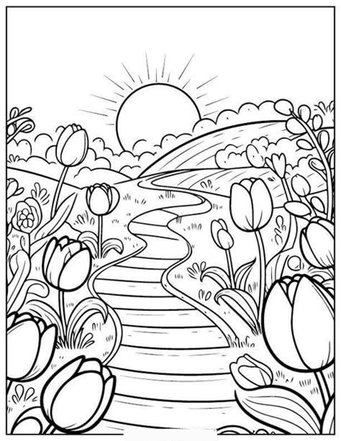 hình tô màu tranh phong cảnh