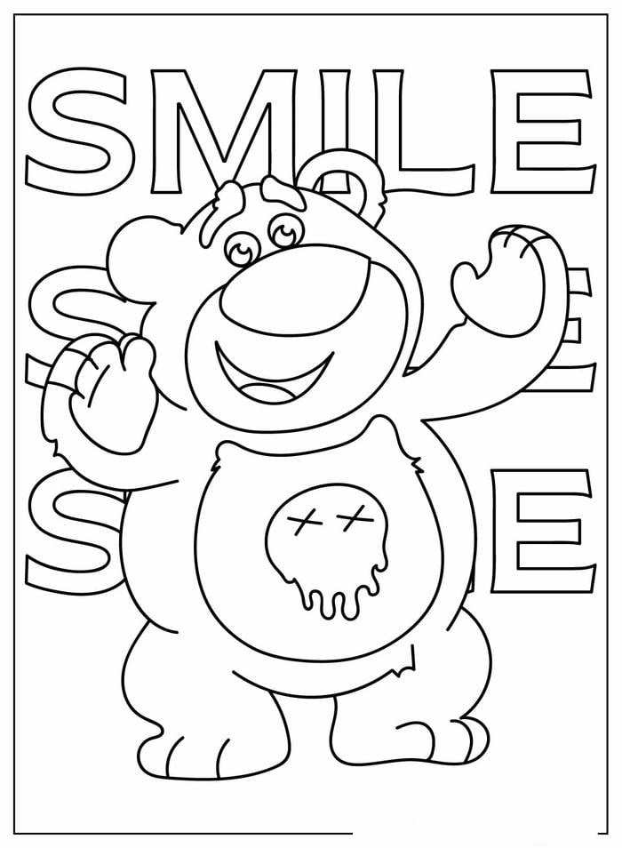 hình tranh tô màu gấu dâu cute đẹp