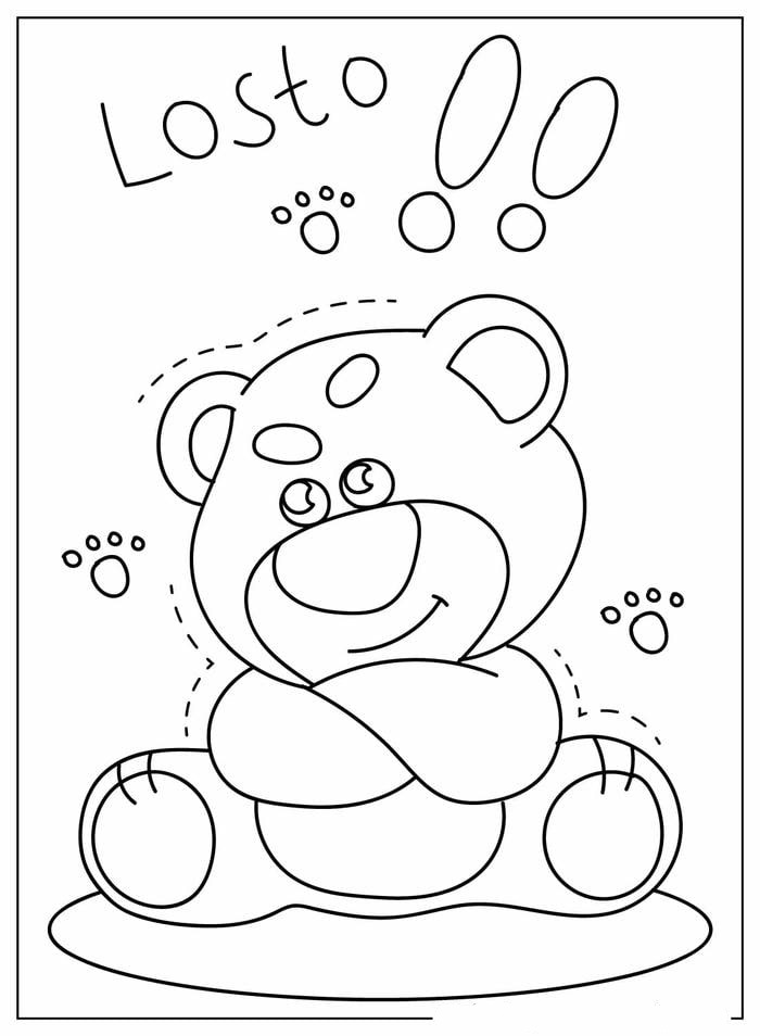 hình tranh tô màu gấu dâu cute nhất