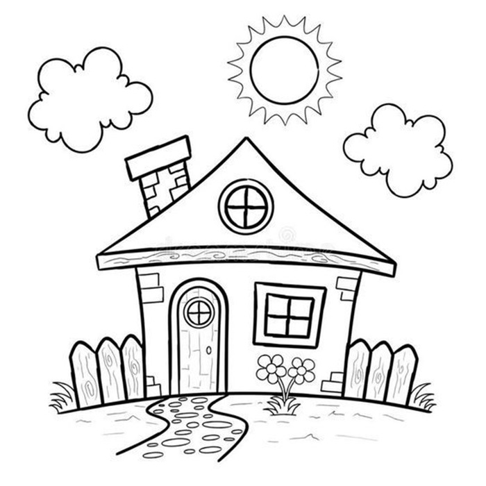 tranh to mau ngoi nha cho be 3 4 5 tuoi