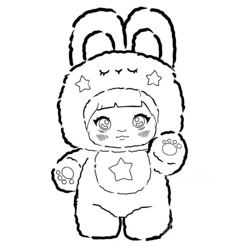 tranh tô màu baby three cho bé 4-5 tuổi