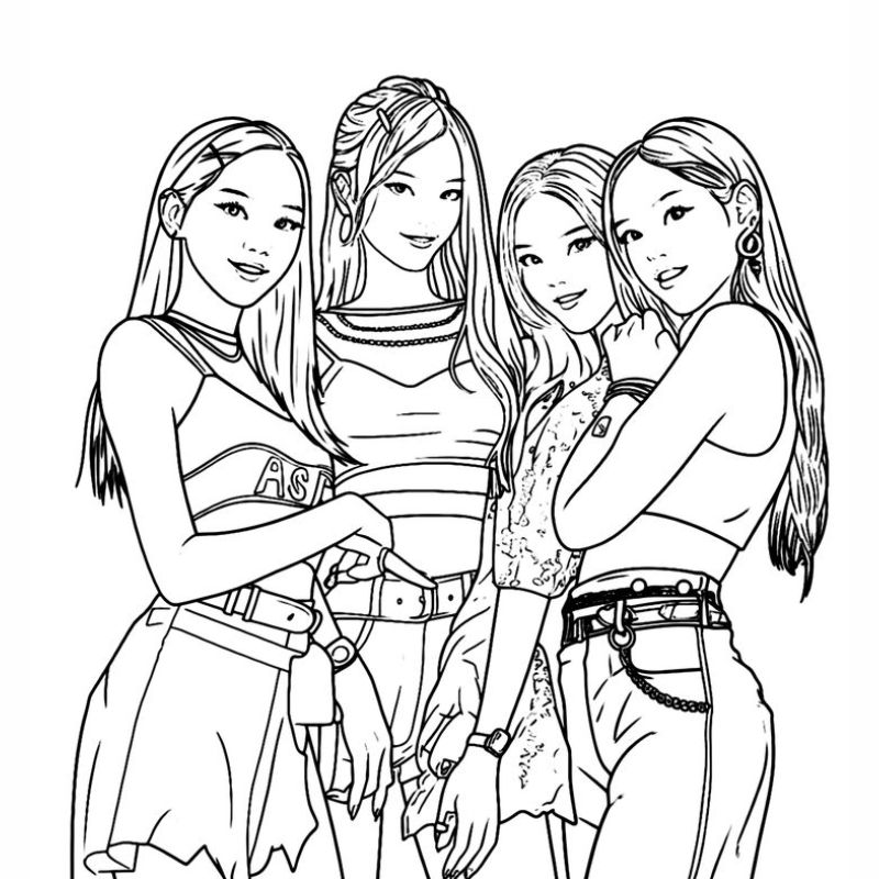 tranh tô màu blackpink cho trẻ lớp 5 tuổi