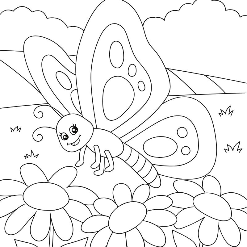 tranh tô màu chibi bướm