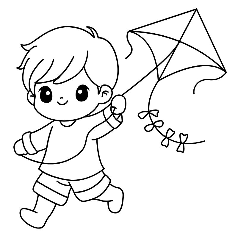 tranh tô màu chibi cậu bé