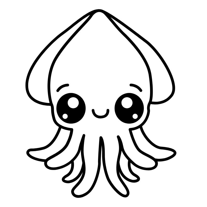 tranh tô màu chibi con mực