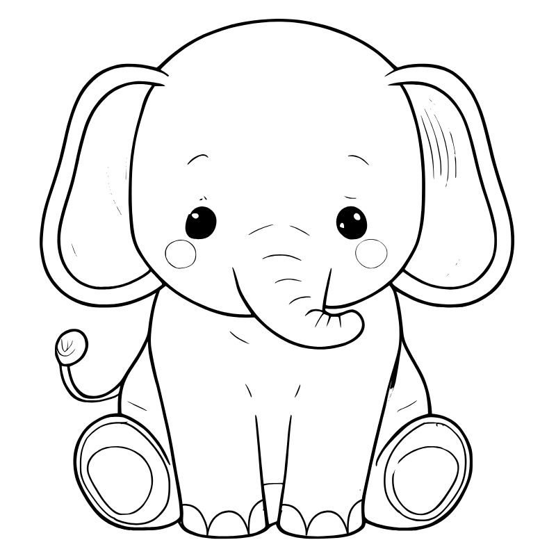 tranh tô màu chibi con voi