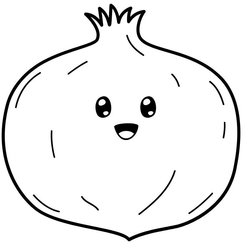 tranh tô màu chibi cute củ hành