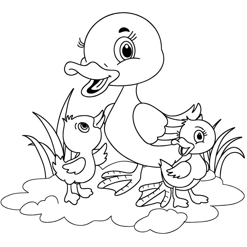 tranh tô màu chibi cute đàn vịt