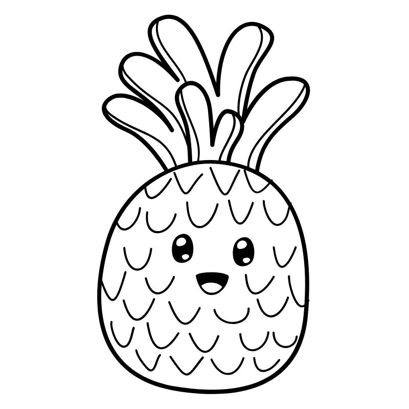 tranh tô màu chibi cute dứa