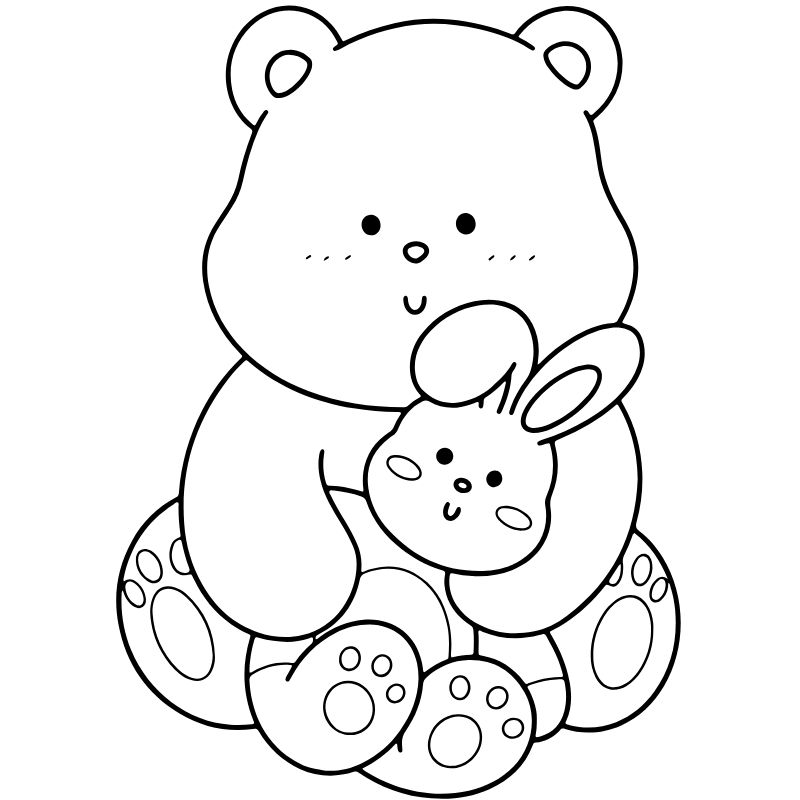 tranh tô màu chibi cute gấu