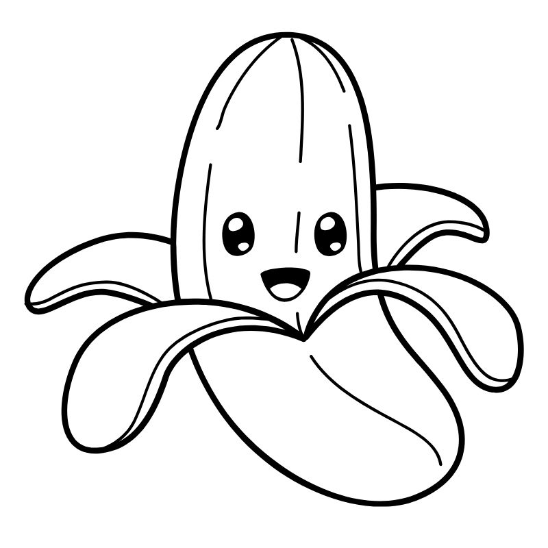 tranh tô màu chibi cute quả chuối