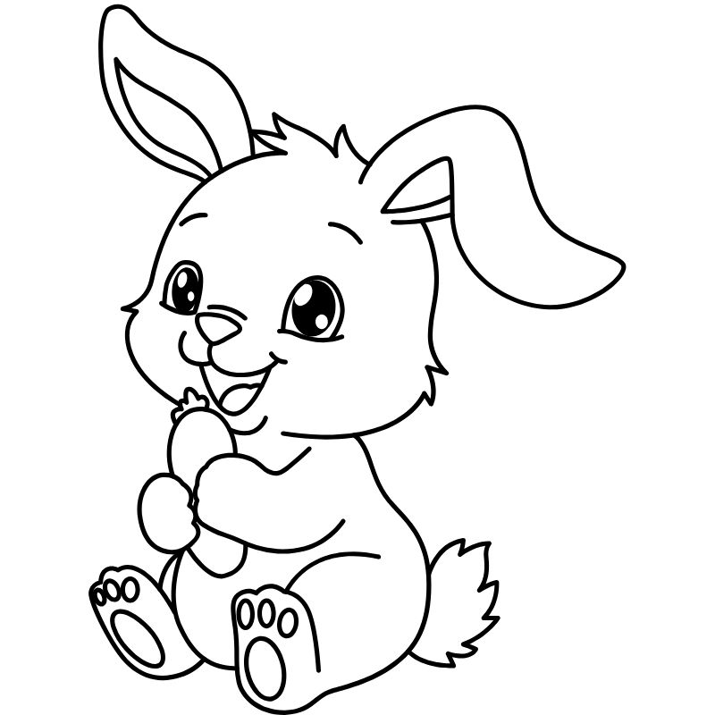 tranh tô màu chibi cute thỏ con