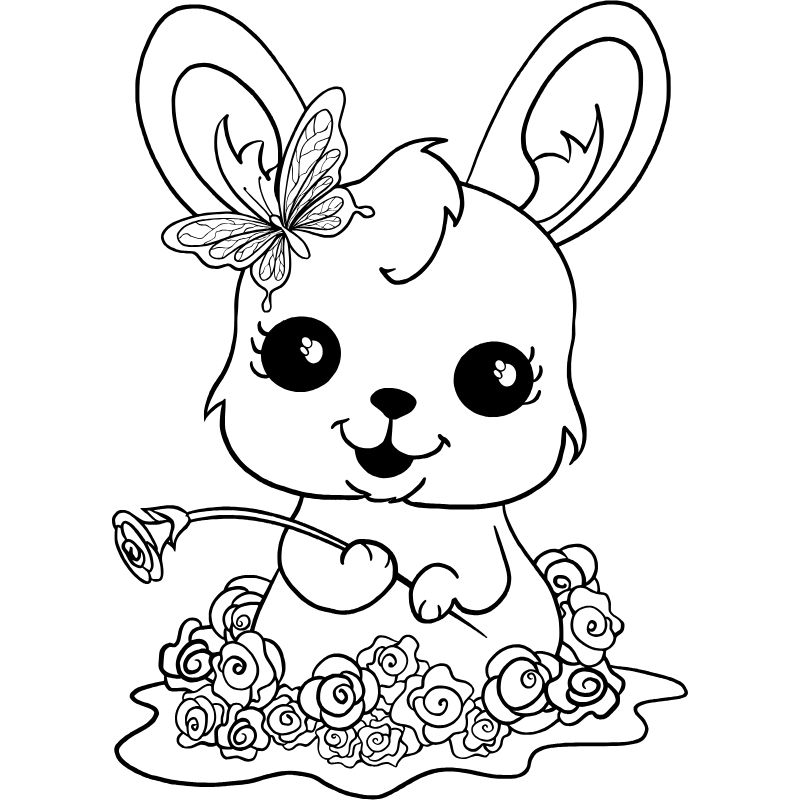 tranh tô màu chibi cute thỏ