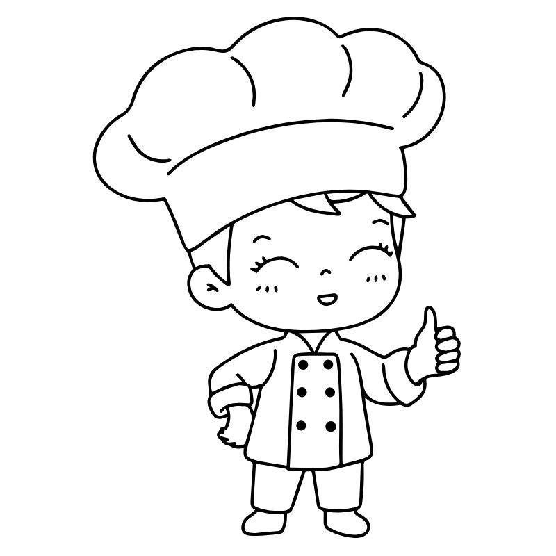 tranh tô màu chibi đầu bếp