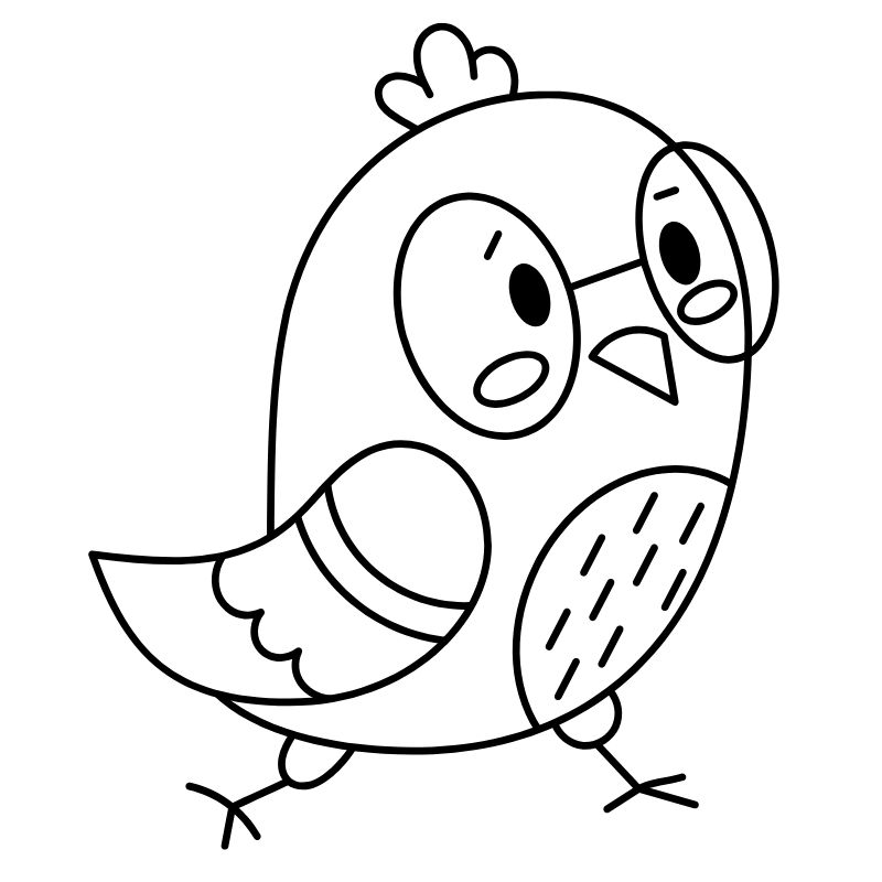 tranh tô màu chibi gà đeo kính