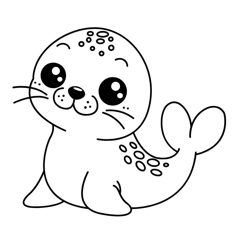 tranh tô màu chibi hải cẩu