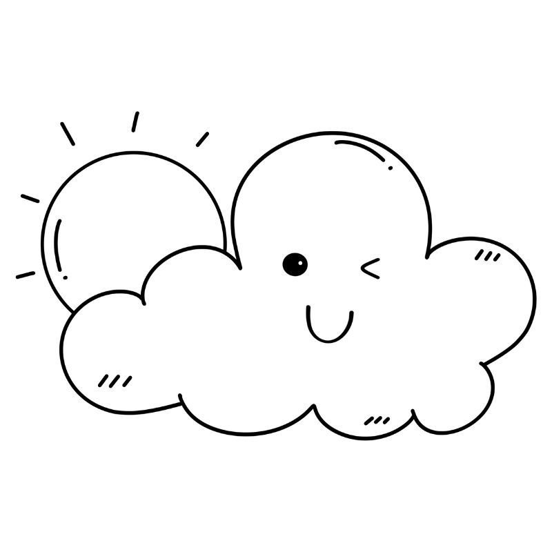 tranh tô màu chibi mây trời