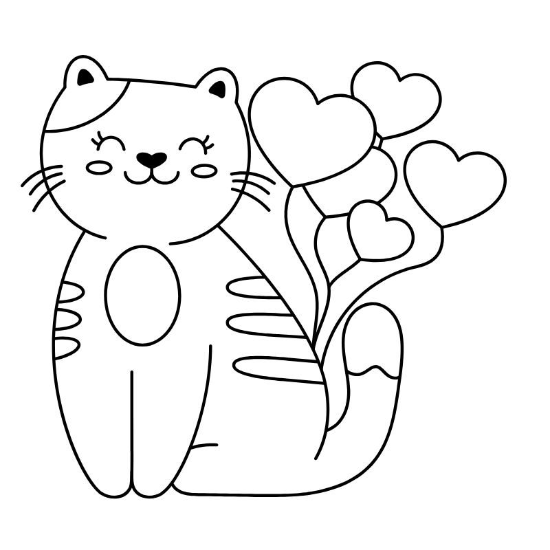 tranh tô màu chibi mèo con