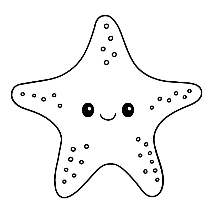 tranh tô màu chibi sao biển