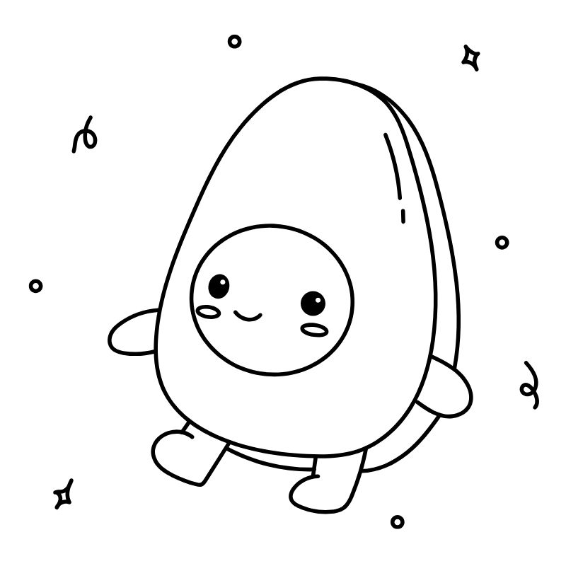 tranh tô màu chibi trái bơ