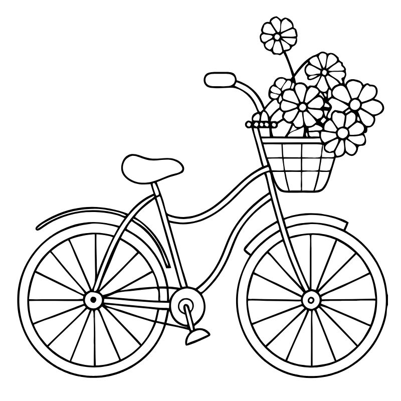 tranh tô màu chibi xe đạp