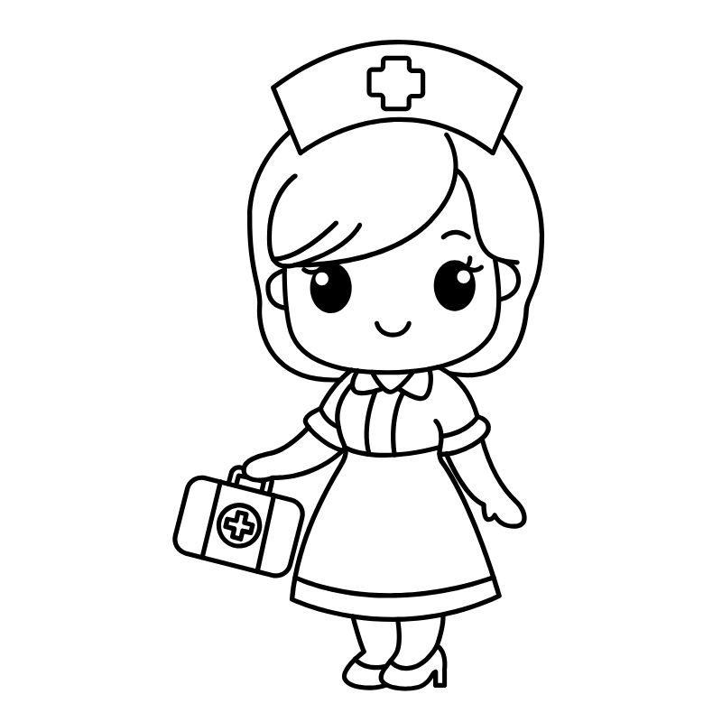 tranh tô màu chibi y tá