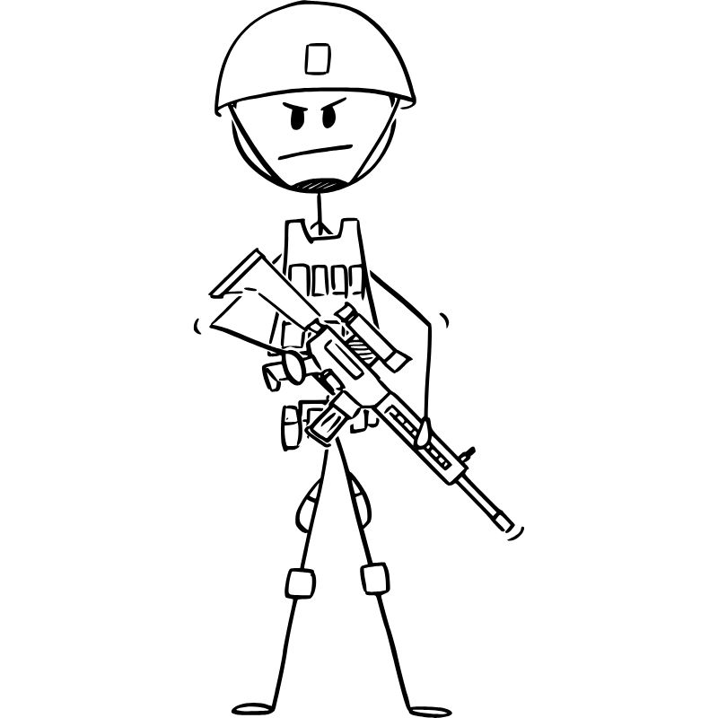 tranh tô màu chú bộ đội cho bé