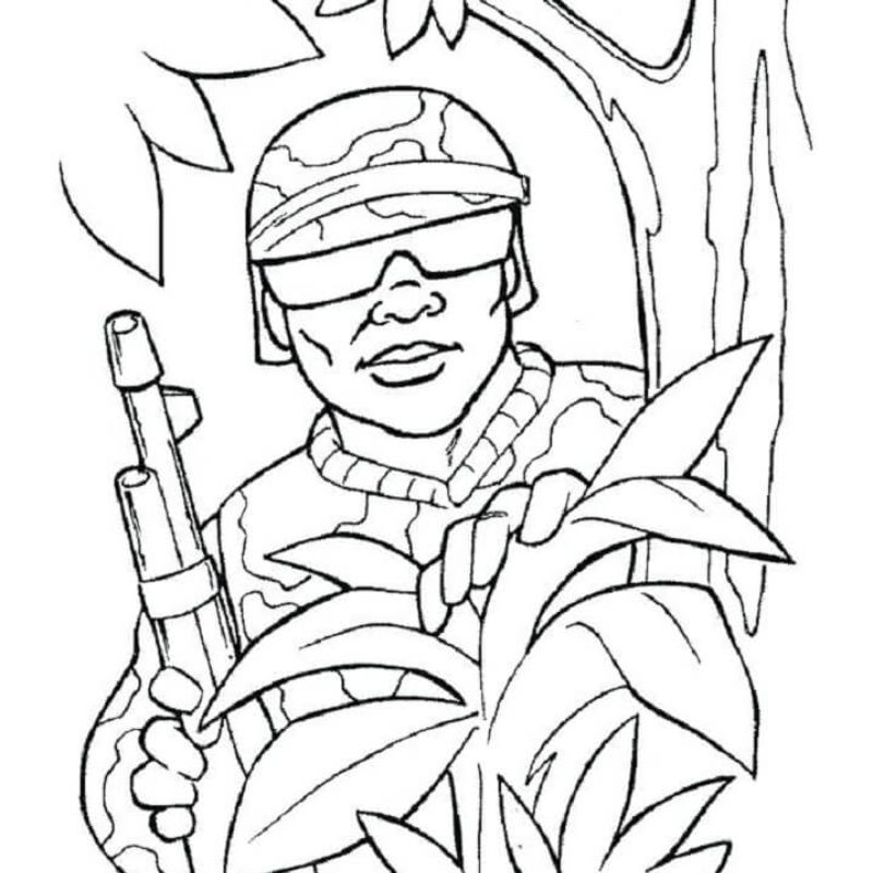 tranh tô màu chú bộ đội cho các bé