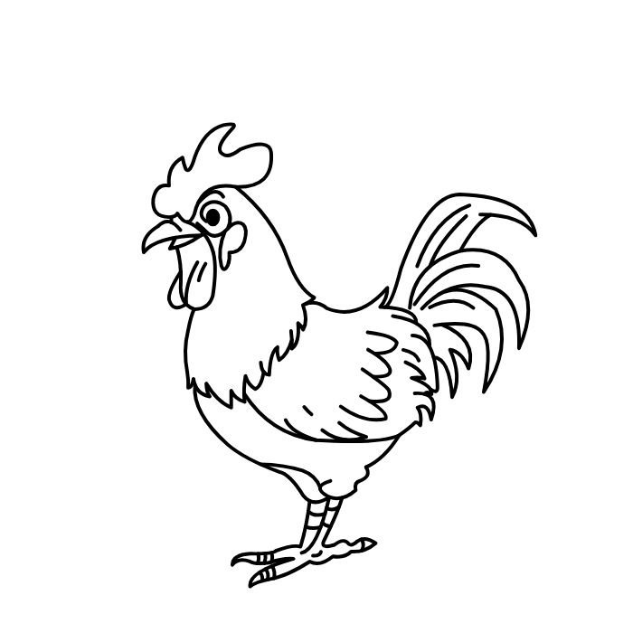 tranh tô màu con gà cực xinh đáng yêu