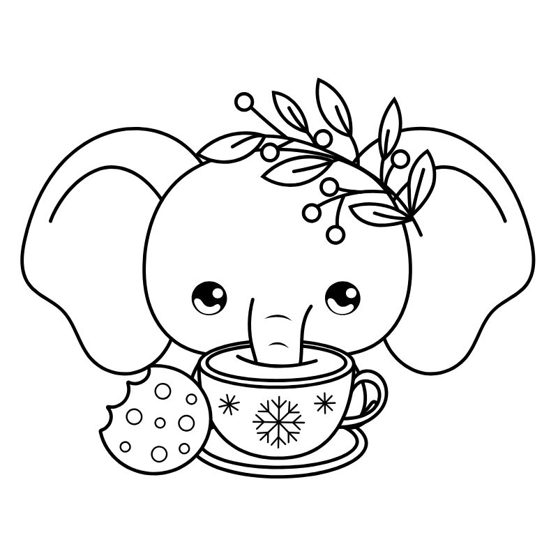 tranh tô màu con voi cho bé 4-5 tuổi