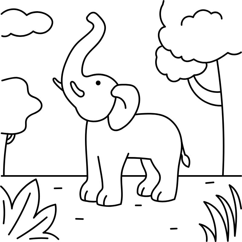 tranh tô màu con voi cho bé 5 tuổi
