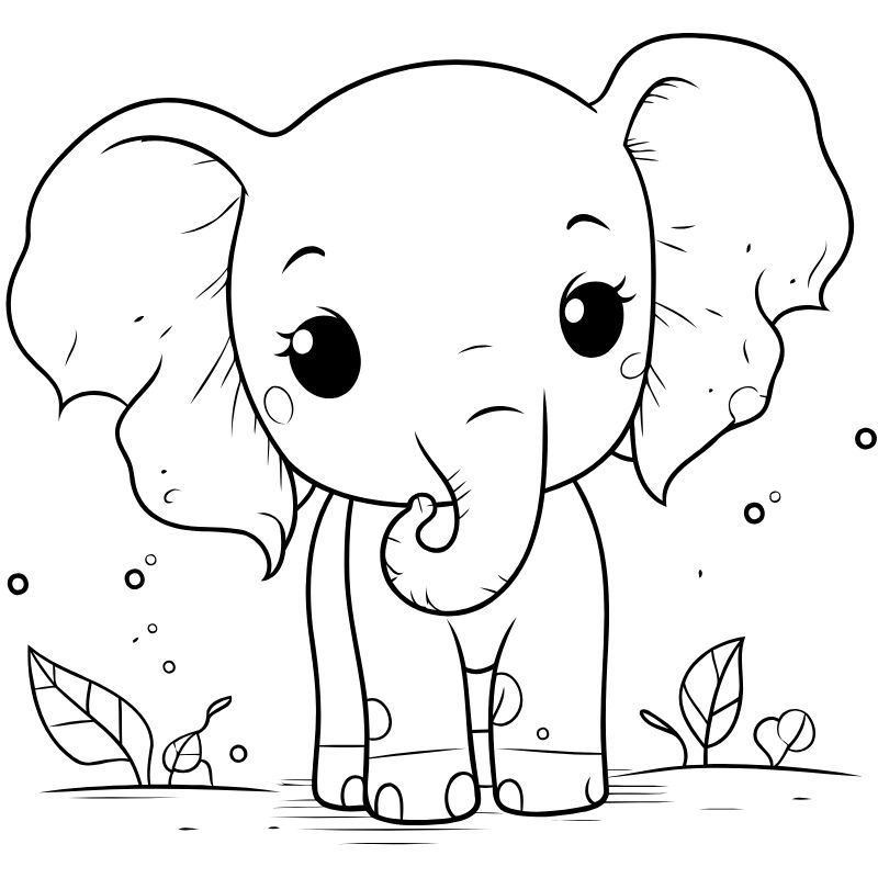 tranh tô màu con voi cho bé mẫu giáo