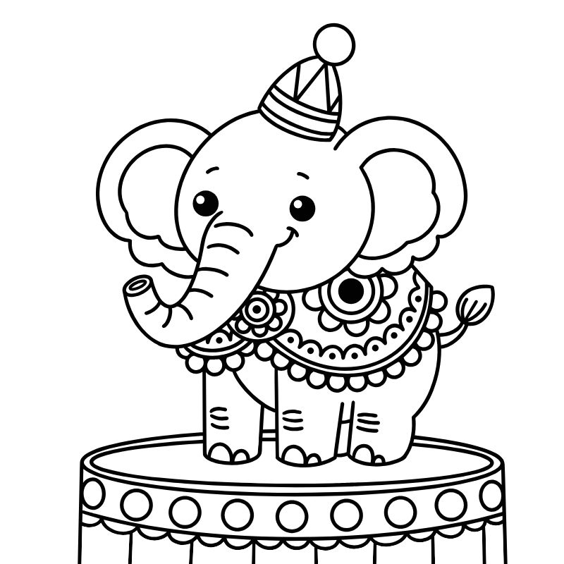 tranh tô màu con voi cho bé