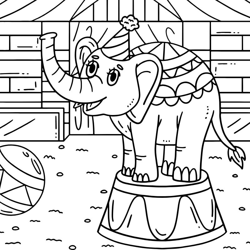 tranh tô màu con voi cute