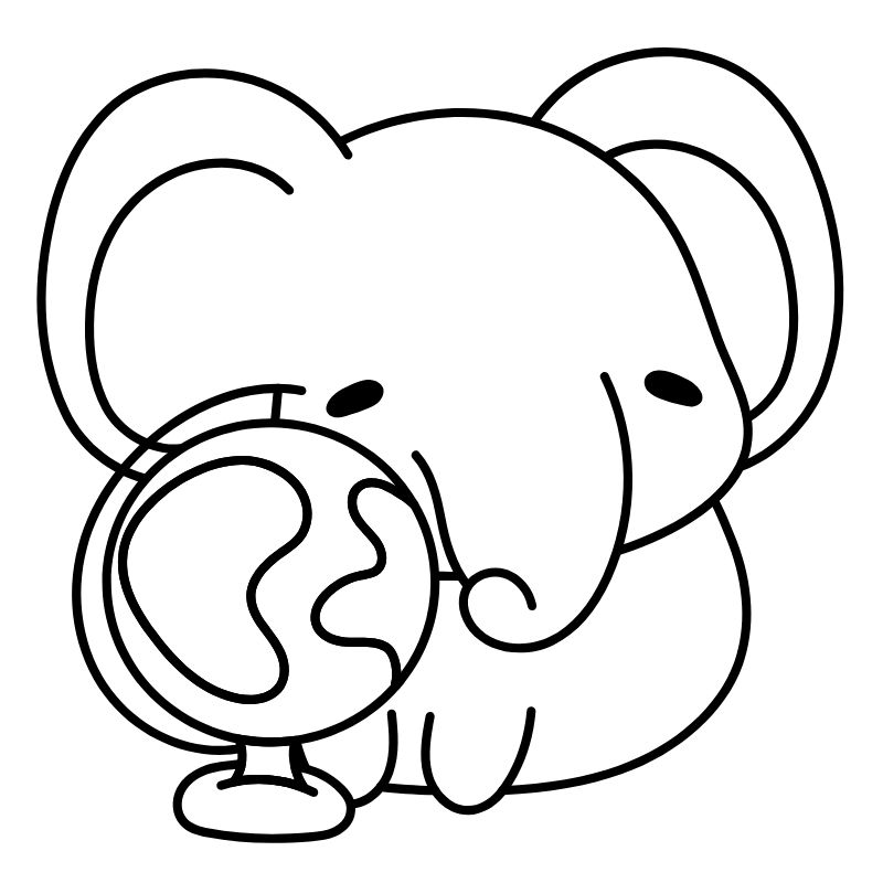 tranh tô màu con voi dễ thương