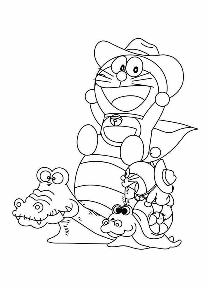 tranh tô màu doraemon cute