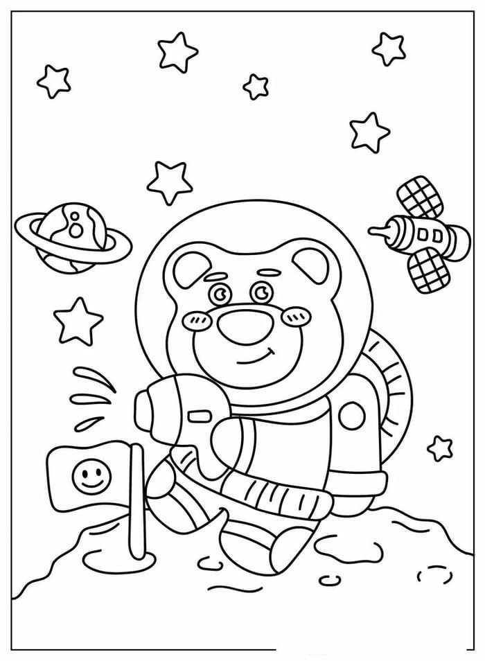 tranh tô màu gấu dâu cute cực xinh