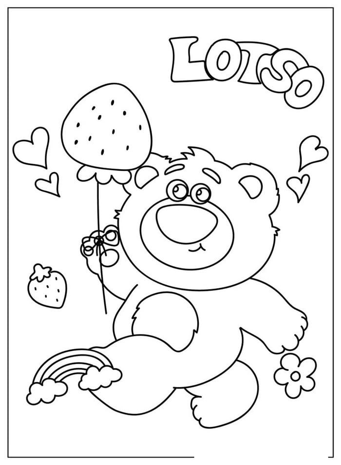 tranh tô màu gấu dâu cute siêu xinh