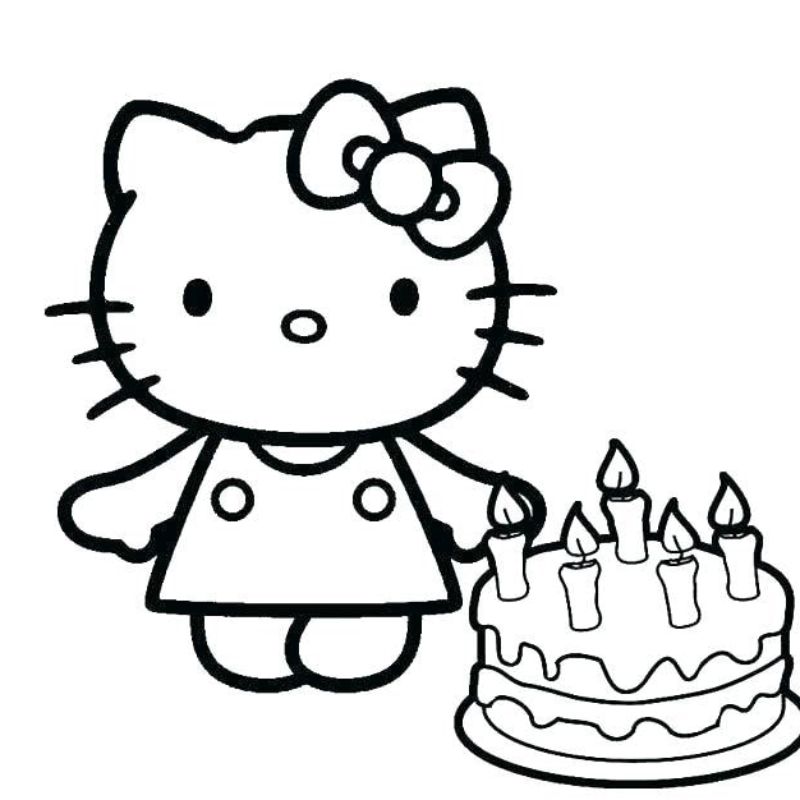 tranh tô màu hello kitty cho bé 4 tuổi