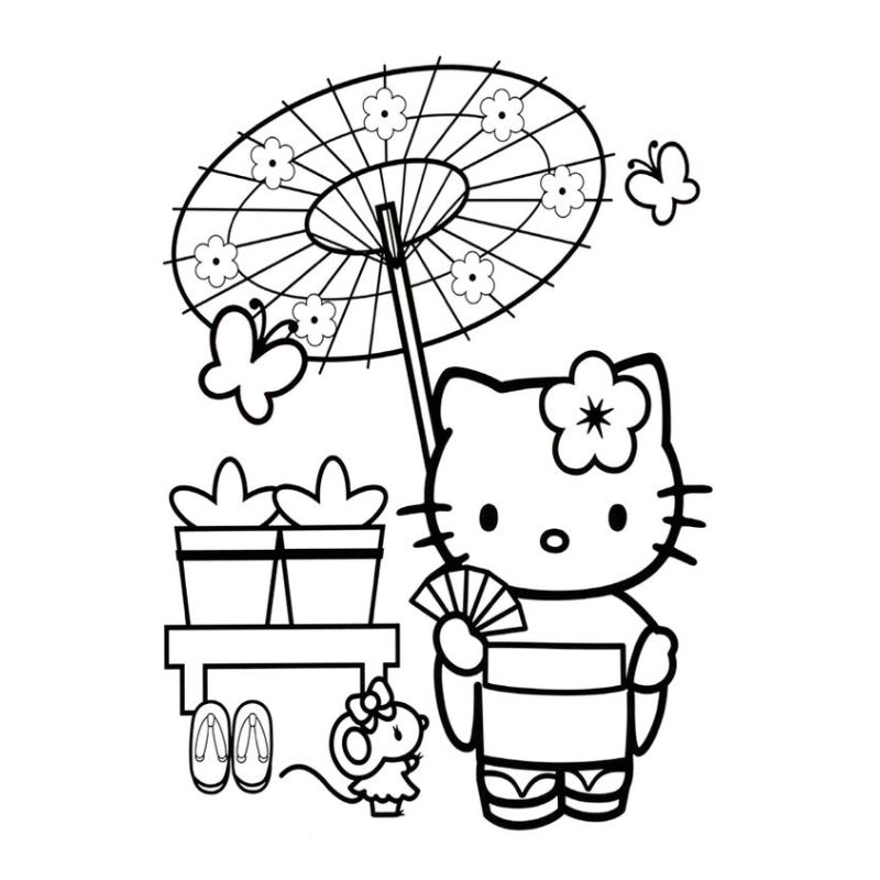 tranh tô màu hello kitty cho các bé