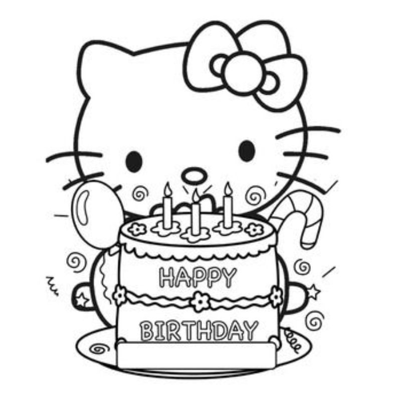 tranh tô màu hello kitty cực đẹp