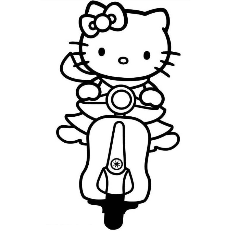 tranh tô màu hello kitty cute