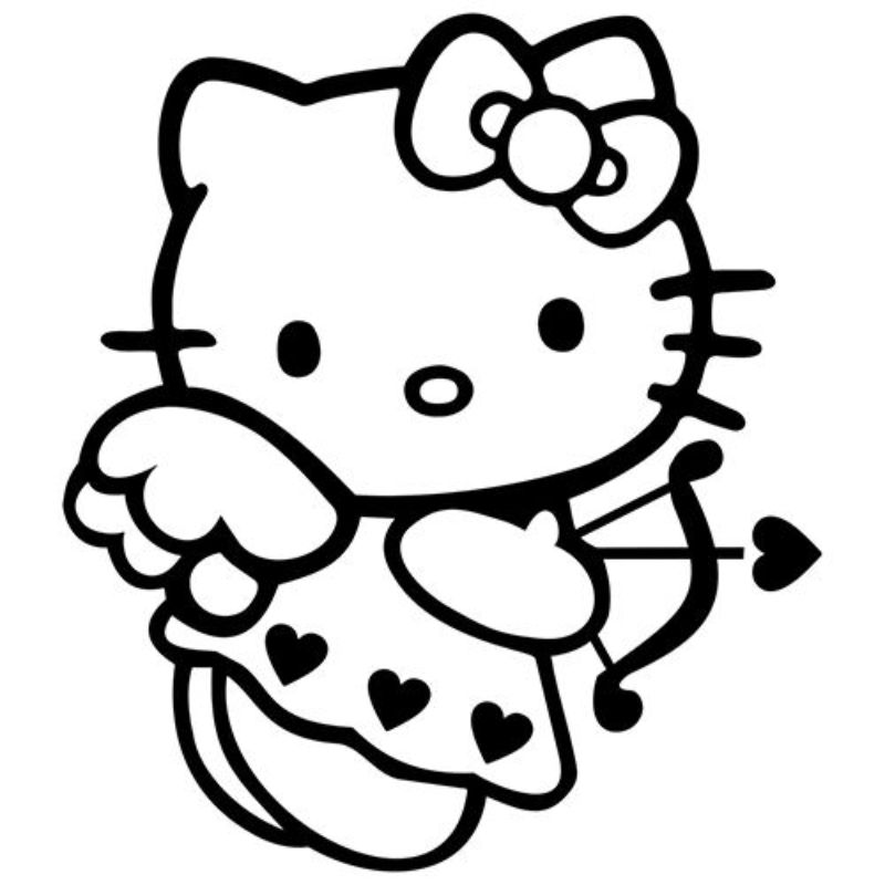 tranh tô màu hello kitty dễ thương