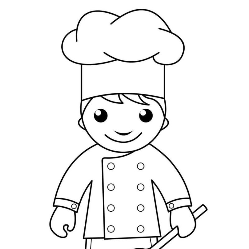 tranh tô màu nghề nghiệp đầu bếp