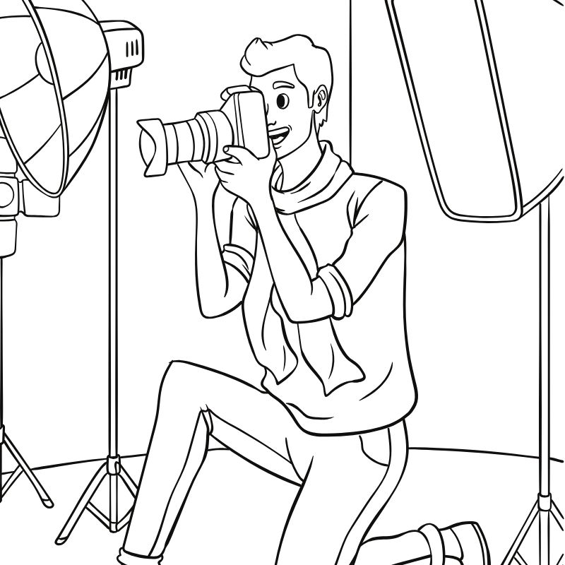 tranh tô màu nghề nghiệp thợ chụp ảnh